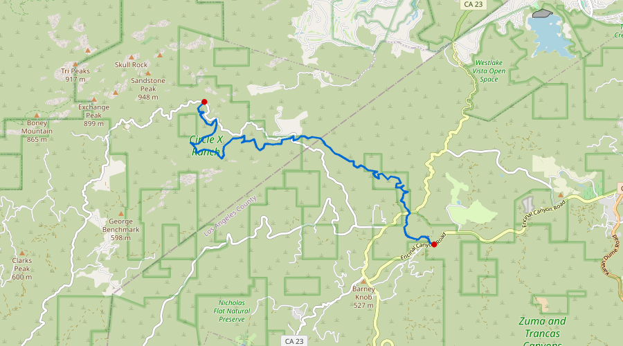 Map: Segment 3: Mishe Mokwa TH to Encinal Canyon Road
