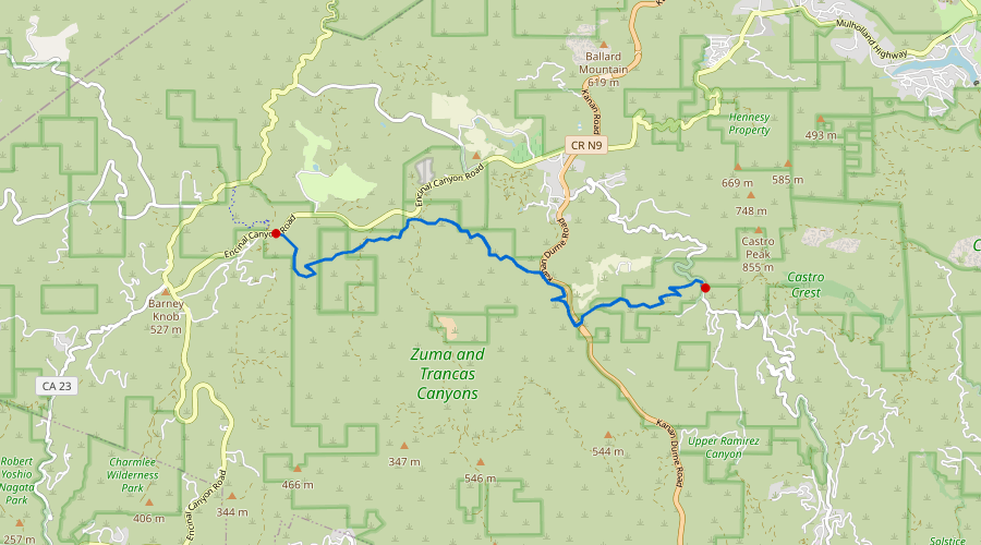 Map: Segment 4: Encinal Canyon Road to Latigo Canyon Road
