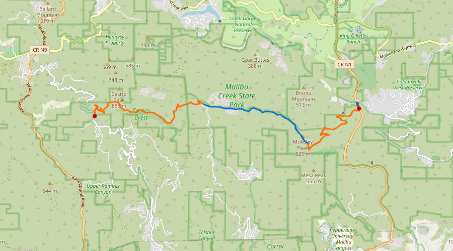 Map: Segment 5: Latigo Canyon Road to Piuma TH